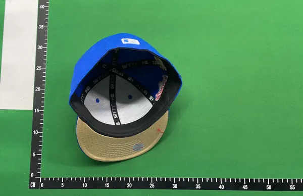 Royal Blue Fitted Cap With Flat Brim — warehouse QC photo 6