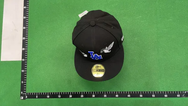Royal Blue Fitted Cap With Embroidered Bird Graphic — warehouse QC photo 1