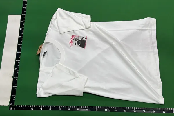 White Tee With Script Logo City Print — warehouse QC photo 2