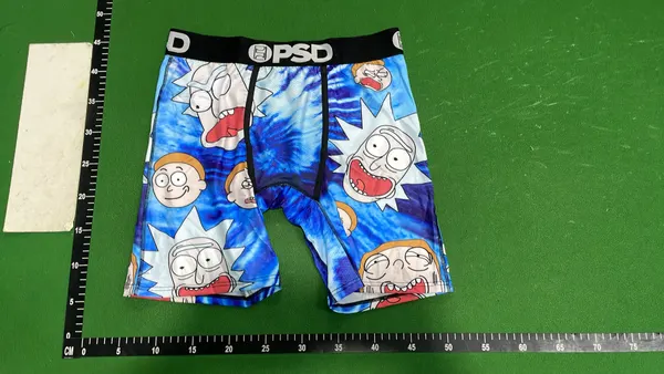 Purple Camo Boxer Briefs With Teeth Print — warehouse QC photo 6