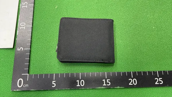 Compact Black Woven Card Holder Wallet — warehouse QC photo 2