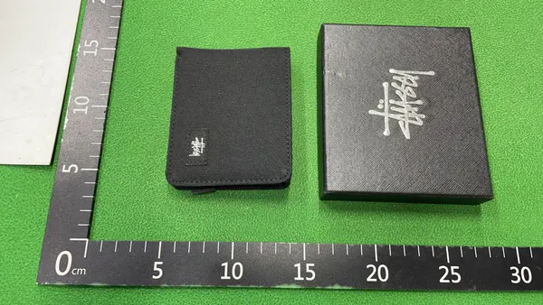 Compact Black Woven Card Holder Wallet — warehouse QC photo 3