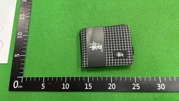 Compact Black Woven Card Holder Wallet — warehouse QC photo 5