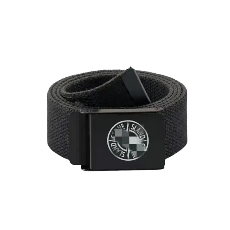Black Woven Canvas Belt With Box Buckle — merchant catalogue photo
