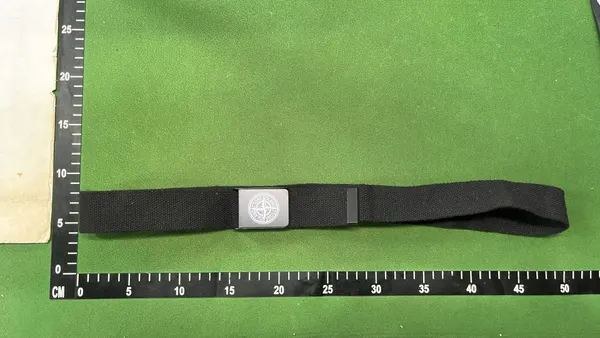 Black Woven Canvas Belt With Box Buckle — warehouse QC photo 1