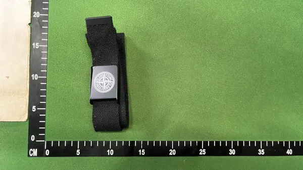 Black Woven Canvas Belt With Box Buckle — warehouse QC photo 3