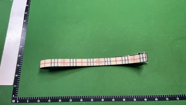Beige Check Pattern Belt With Silver Buckle — warehouse QC photo 2