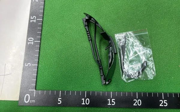 Black Gold Wraparound Shield Sport Sunglasses — warehouse QC photo 3