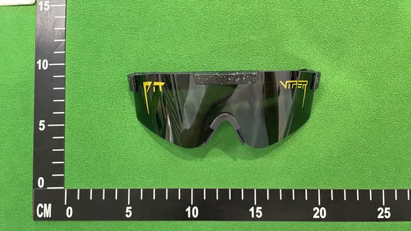 Black Gold Wraparound Shield Sport Sunglasses — warehouse QC photo 4