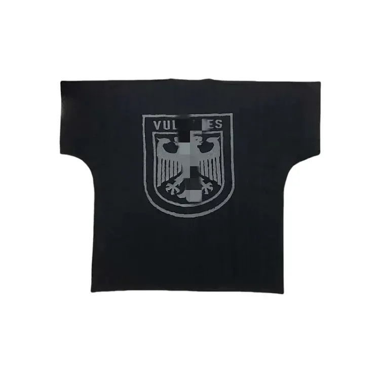 Black Boxy Tee With Printed Crest Graphic — merchant catalogue photo