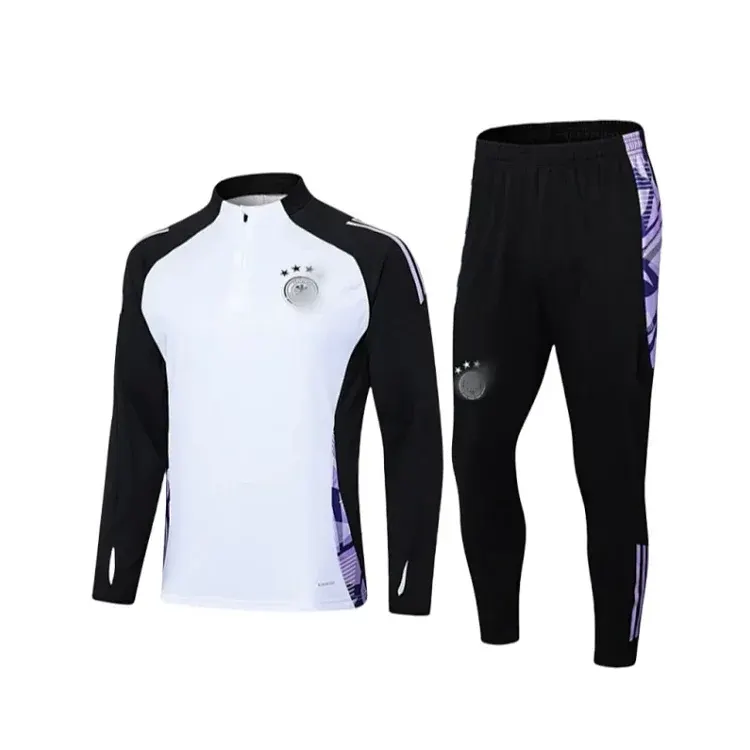 White Quarter-Zip Soccer Training Tracksuit — merchant catalogue photo