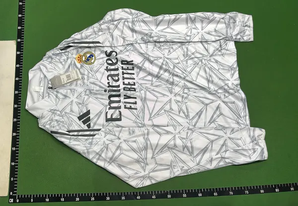 White Geometric Print Quarter Zip Training Top — warehouse QC photo 2