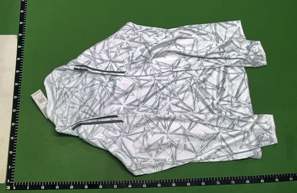 White Geometric Print Quarter Zip Training Top — warehouse QC photo 3