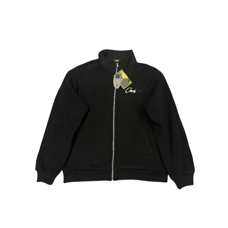 Black Stand Collar Zip-Up Track Jacket — merchant catalogue photo