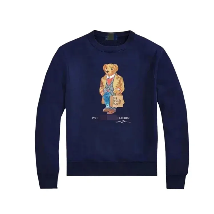 Navy Crewneck Sweatshirt With Teddy Bear Print — merchant catalogue photo