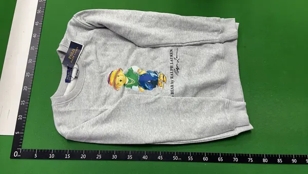 Navy Crewneck Sweatshirt With Teddy Bear Print — warehouse QC photo 2