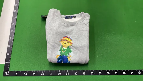 Navy Crewneck Sweatshirt With Teddy Bear Print — warehouse QC photo 4
