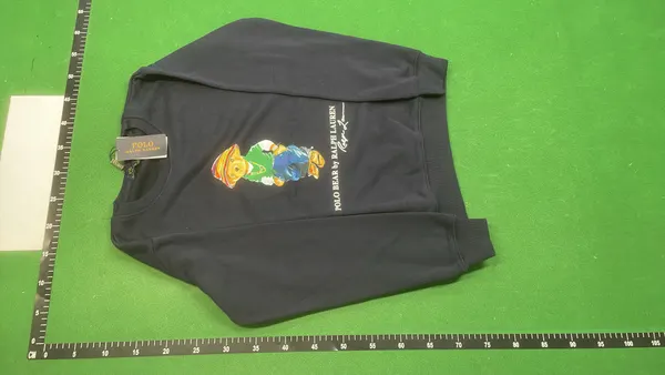 Navy Crewneck Sweatshirt With Teddy Bear Print — warehouse QC photo 6