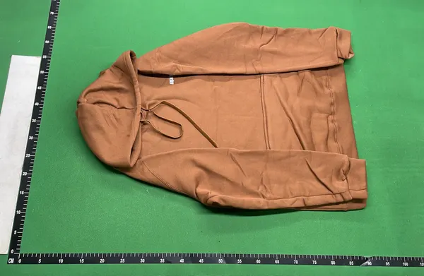 Grey Raglan Hoodie With White Hood Lining — warehouse QC photo 6