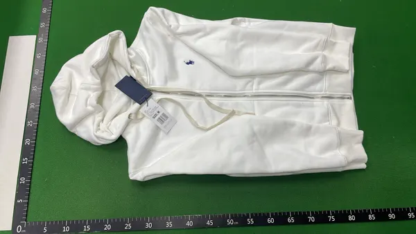 White Full-Zip Hoodie With Drawstring Hood — warehouse QC photo 2