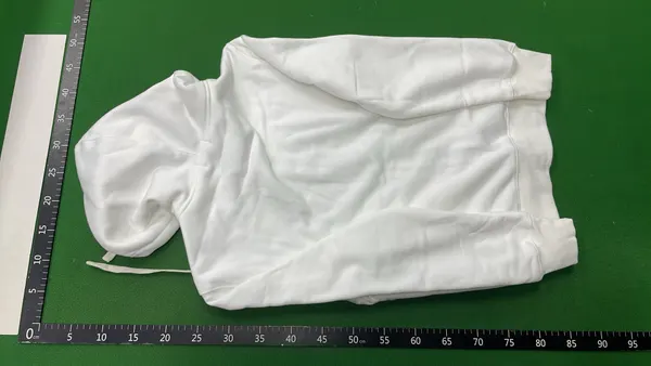 White Full-Zip Hoodie With Drawstring Hood — warehouse QC photo 3