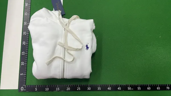 White Full-Zip Hoodie With Drawstring Hood — warehouse QC photo 4
