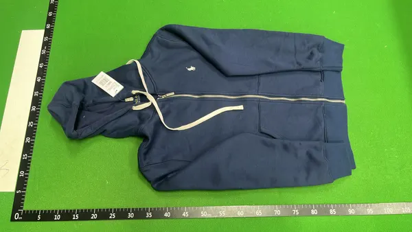 White Full-Zip Hoodie With Drawstring Hood — warehouse QC photo 6