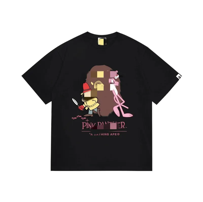Black T-Shirt With Cartoon Face Graphic Print (White) — merchant catalogue photo