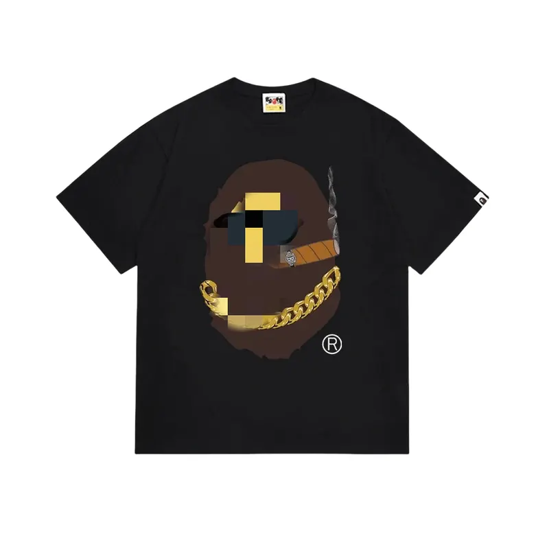 Black T-Shirt With Cartoon Face Graphic Print (Grey) — merchant catalogue photo