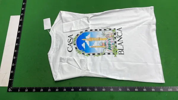 White Tee With Arched Sunset Wave Print (Black) — warehouse QC photo 3