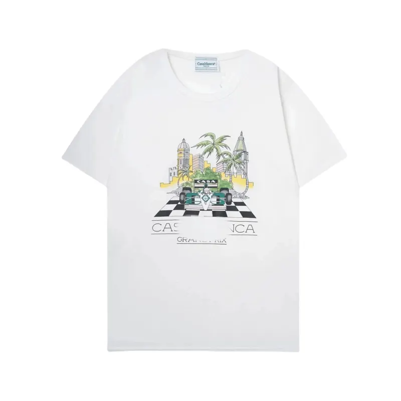 White Tee With Arched Sunset Wave Print (White) — merchant catalogue photo