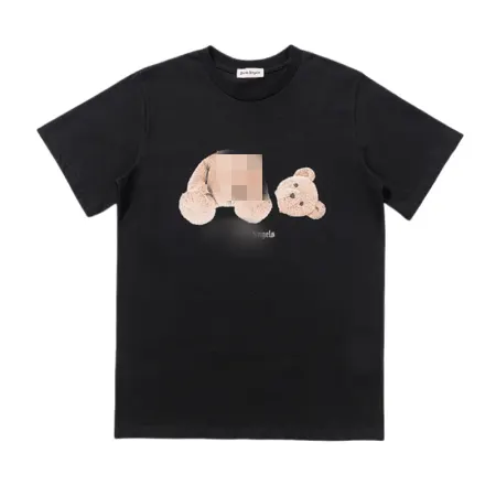 Black T-Shirt With Teddy Bear Graphic Print — merchant catalogue photo