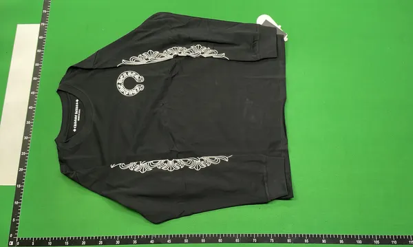 Scrollwork Print Long Sleeve Tee (Grey) — warehouse QC photo 2