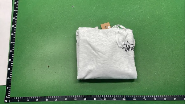 Black Hoodie With White Script Back Print — warehouse QC photo 4