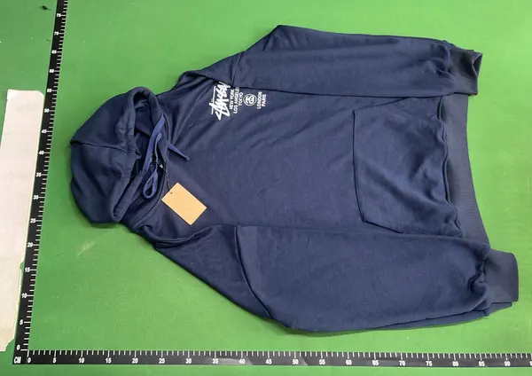 Black Hoodie With White Script Back Print — warehouse QC photo 6
