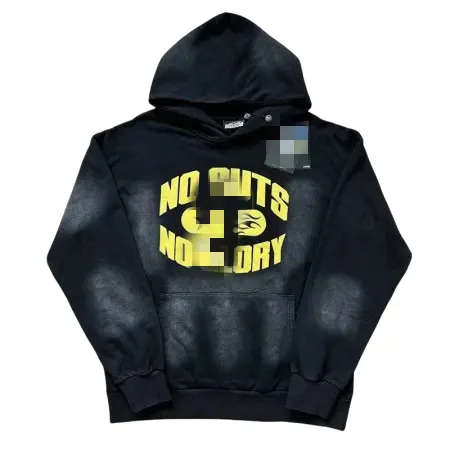 Washed Black Graphic Print Pullover Hoodie (Black) — merchant catalogue photo