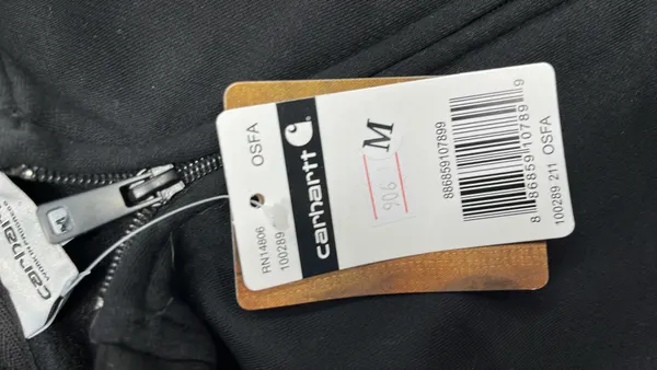 Gray Pullover Hoodie With Chest Wordmark Print — warehouse QC photo 1