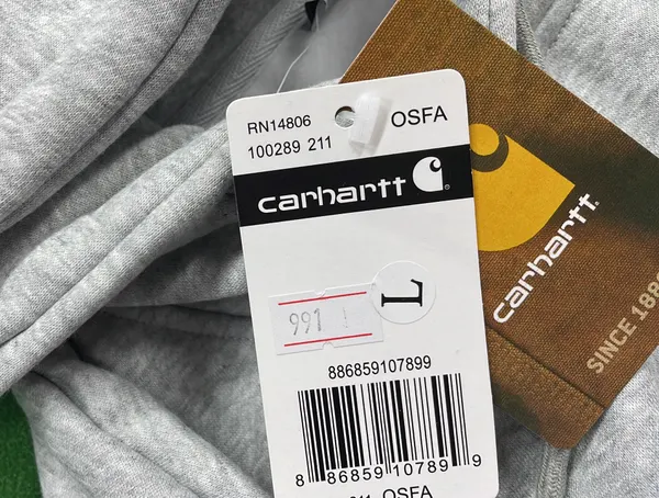 Gray Pullover Hoodie With Chest Wordmark Print — warehouse QC photo 5