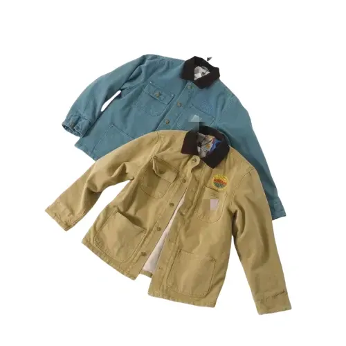 Khaki Canvas Work Jacket With Corduroy Collar — merchant catalogue photo