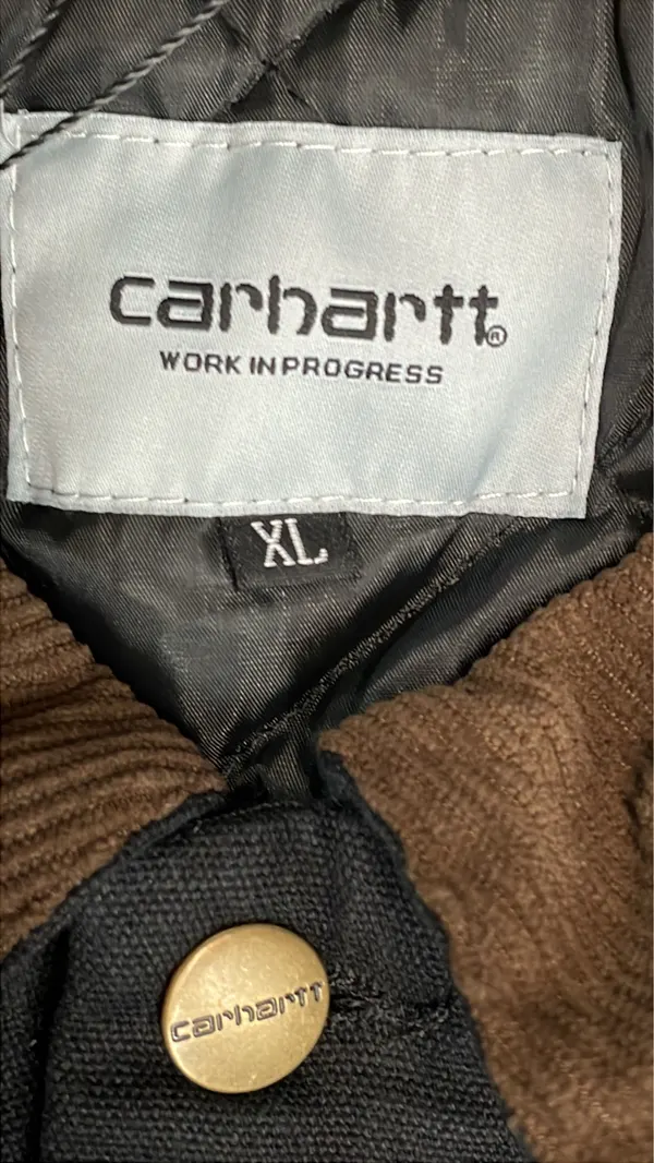 Khaki Canvas Work Jacket With Corduroy Collar — warehouse QC photo 1
