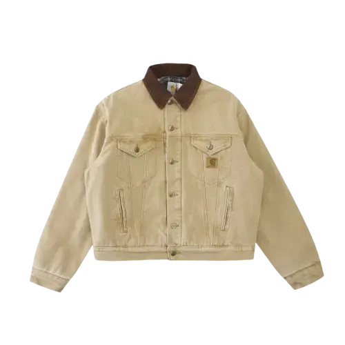 Khaki Canvas Work Jacket With Corduroy Collar (Khaki) — merchant catalogue photo