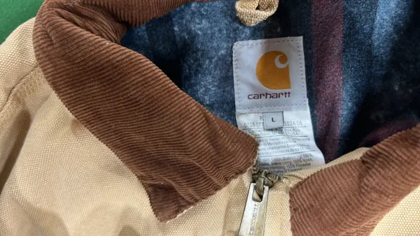Khaki Canvas Work Jacket With Corduroy Collar (Khaki) — warehouse QC photo 5