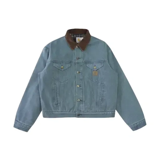 Khaki Canvas Work Jacket With Corduroy Collar (Black) — merchant catalogue photo