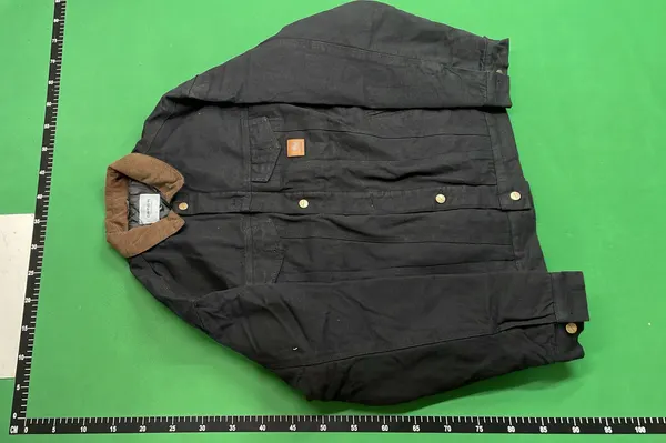 Khaki Canvas Work Jacket With Corduroy Collar (Black) — warehouse QC photo 2