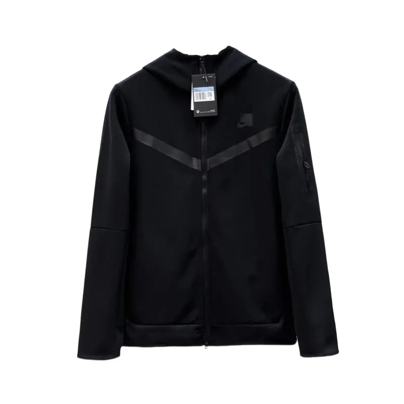 Zip-Up Hooded Track Jacket With Chevron Panel — merchant catalogue photo
