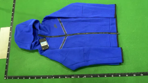 Zip-Up Hooded Track Jacket With Chevron Panel — warehouse QC photo 2