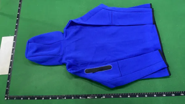 Zip-Up Hooded Track Jacket With Chevron Panel — warehouse QC photo 3