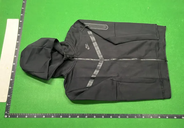 Zip-Up Hooded Track Jacket With Chevron Panel — warehouse QC photo 6