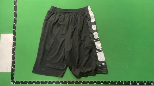 Black Mesh Basketball Shorts With Striped Hem — warehouse QC photo 3