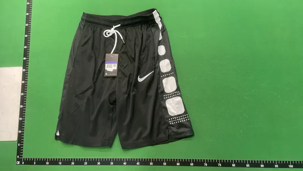 Black Mesh Basketball Shorts With Striped Hem (#2) — warehouse QC photo 2